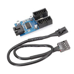 マザーボード 9ピン USB2.0 1入力2出力延長ケーブル チップ搭載 複数インターフェース対応 共有用, 1入力2出力