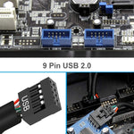 マザーボード 9ピン USB2.0 1入力2出力延長ケーブル チップ搭載 複数インターフェース対応 共有用, 1入力2出力