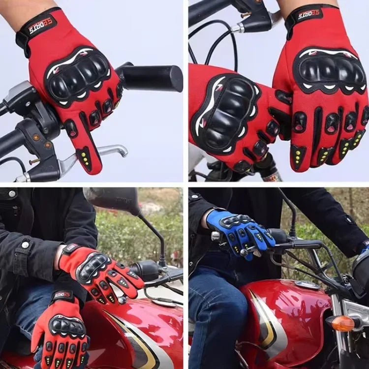 モーターサイクルグローブ メンズライディングレーシング用滑り止め硬質シェル屋外用フルフィンガータッチスクリーングローブ, 平均サイズ