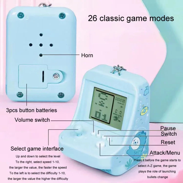 子供用ポータブルアーケードゲーム機キーチェーンペンダント ミニブロックゲームおもちゃギフト