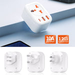 ユニバーサル変換プラグ 2USB+Type-C スマート変換ソケット、UKプラグ、USプラグ、EUプラグ