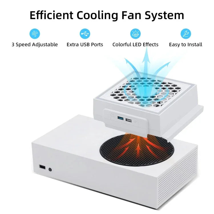 XBOX Series Sコンソール側面取り付け冷却ファンRGBカラ―ライトラジエーター、XBOX Series S用