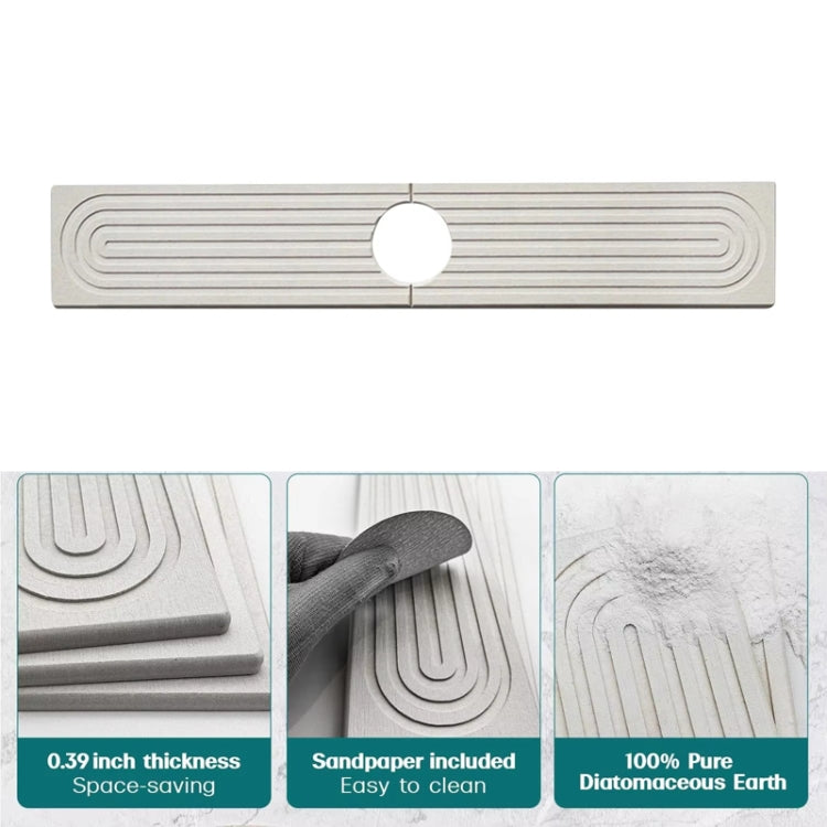 珪藻土吸水マット 速乾石製キッチンバスルーム蛇口シンク排水マット、40x10cm+10x10cm、60x10cm+10x10cm
