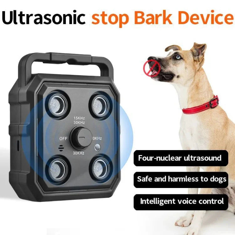 AIインテリジェント認識超音波鳴き止め器 携帯用犬トレーニングデバイス 撃退器、ブラック