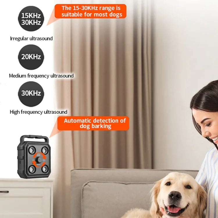 AIインテリジェント認識超音波鳴き止め器 携帯用犬トレーニングデバイス 撃退器、ブラック