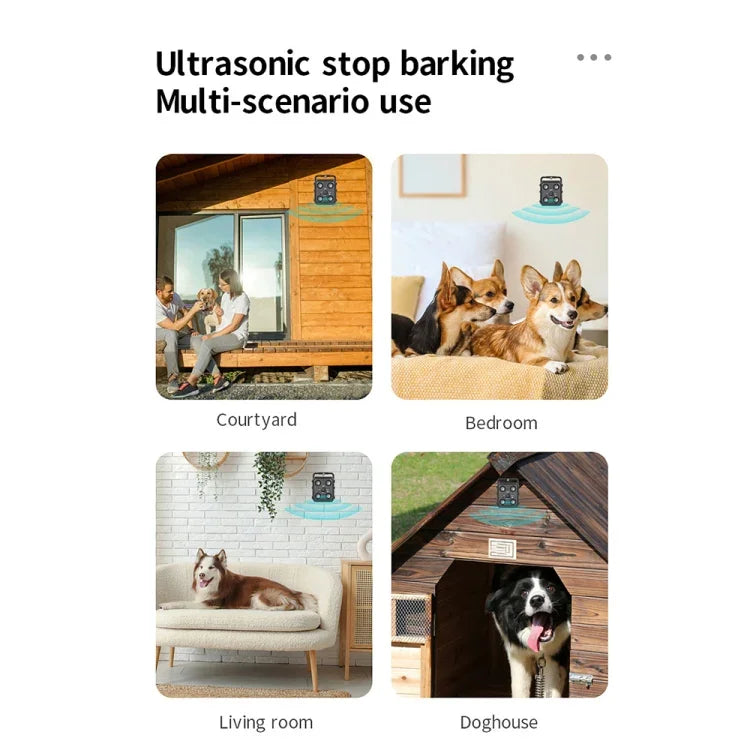 AIインテリジェント認識超音波鳴き止め器 携帯用犬トレーニングデバイス 撃退器、ブラック