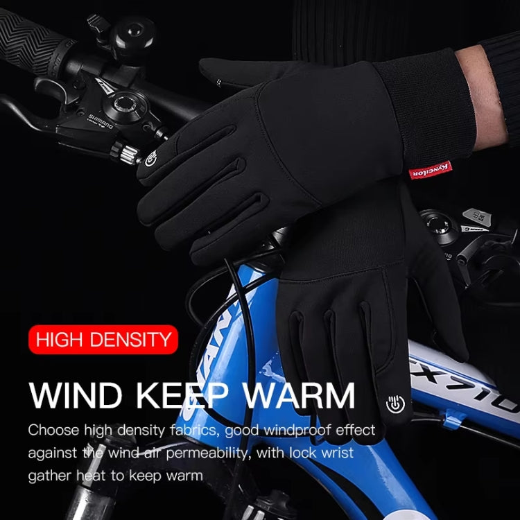 Kyncilor 防水サイクリング暖かいグローブ 2本指タッチスクリーン 超柔らかベルベット屋外用グローブ、M、L、XL