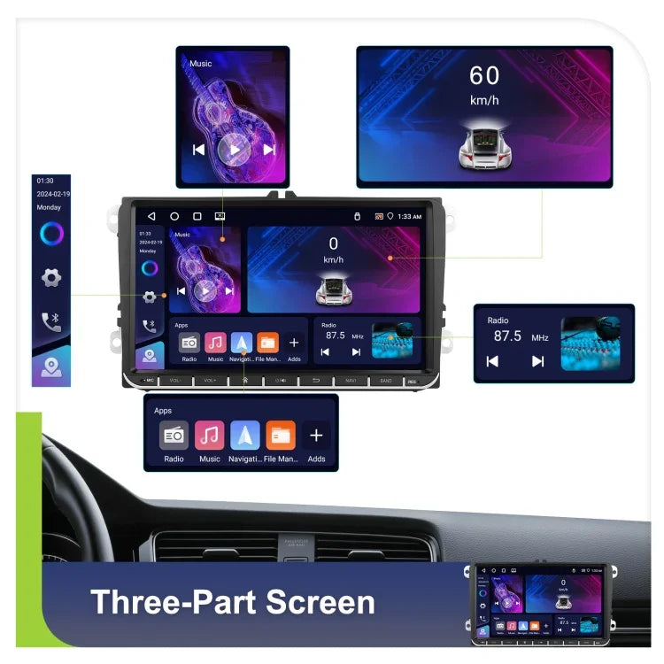 フォルクスワーゲン用 4+64G マルチメディアプレーヤー Android 13システム、7インチ、9インチ