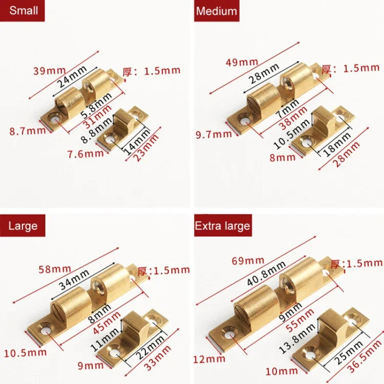 2個セット キャビネット用マグネティックスプリングバックルボールドアサッカー 小ゴールド、中ゴールド、大ゴールド、特大ゴールド、小シルバー、中シルバー、大シルバー、特大シルバー