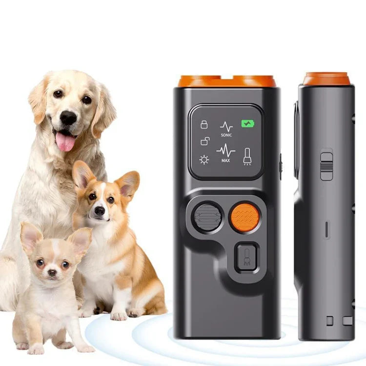 超音波デュアルヘッド犬撃退器 鳴き止め器 高出力LEDフラッシュライト付き、P7