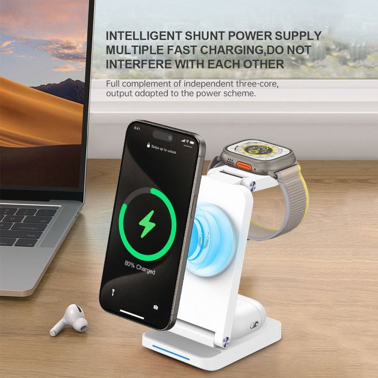 S90-3 3-in-1 マグネティック折りたたみワイヤレス充電器 電話・イヤホン・時計高速充電スタンド