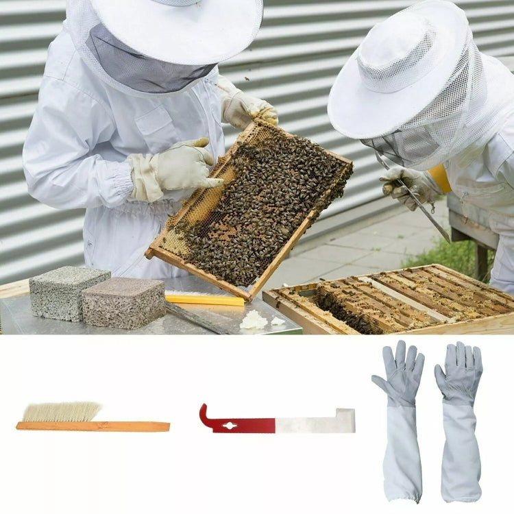 4-in-1 防蜂服＋スクレーパー＋蜂ブラシ＋防蜂手袋 養蜂セット