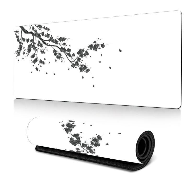 水墨画 桜柄 滑り止めラバーマウスパッド デスクマット, 300x600x2mm, 300x700x2mm, 300x800x2mm, 400x900x2mm