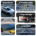 4K+1080Pドライブレコーダー 前後同時録画 WIFIバック映像対応