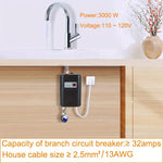 3000W小型タンクレスタイプ電気温水器キッチン浴室用、USプラグ、UKプラグ、EUプラグ、AUプラグ