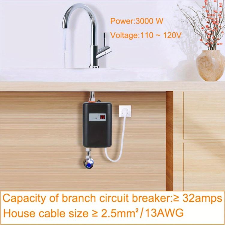 3000W小型タンクレスタイプ電気温水器キッチン浴室用、USプラグ、UKプラグ、EUプラグ、AUプラグ