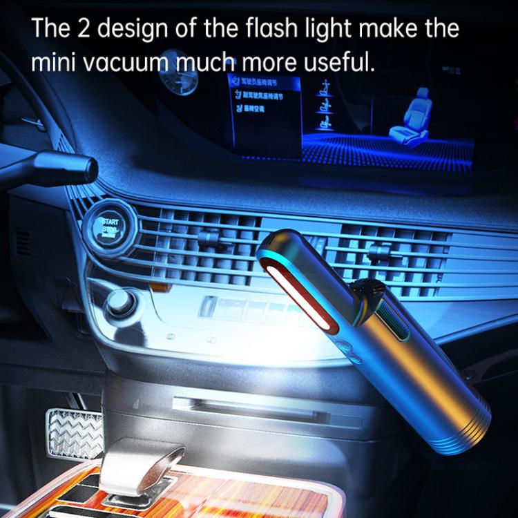 Car Mini Portable Powerful Suction LED Flashing Warning Light Outdoor Lighting Vacuum Cleaner, V8