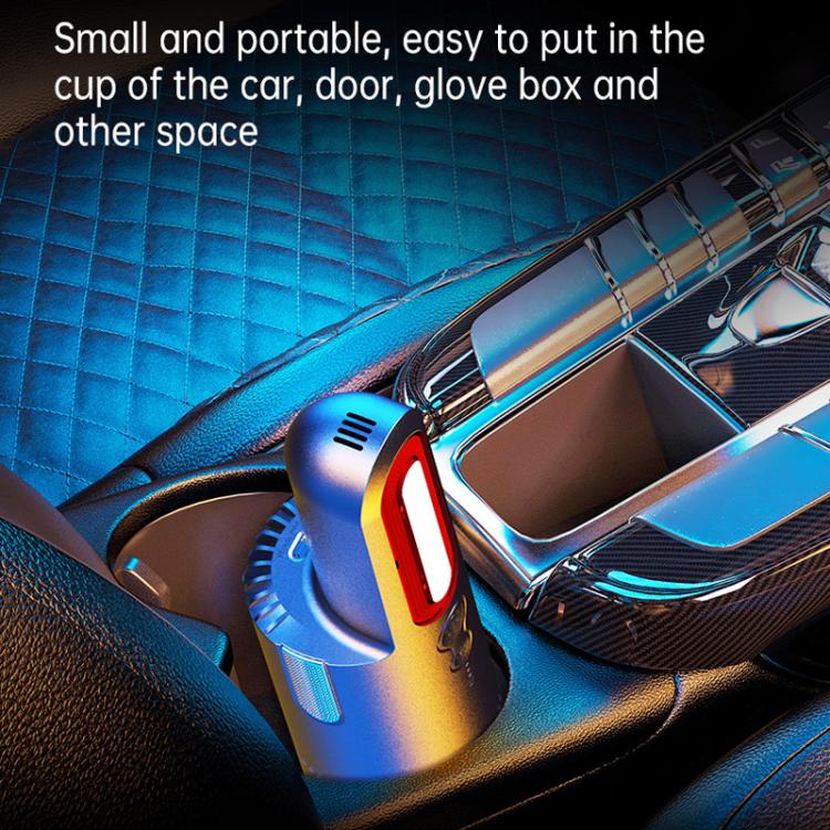 Car Mini Portable Powerful Suction LED Flashing Warning Light Outdoor Lighting Vacuum Cleaner, V8