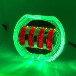 Motorcycle Electric Vehicle General Modification LED Headlight 4 Beads Double Lens Lamps, Blue Aperture+Red Devil Eye, Ice Blue Aperture+Red Devil Eye, Green Aperture+Red Devil Eye, Yellow Aperture+Red Devil Eye, White Aperture+Blue Devil Eye          ...