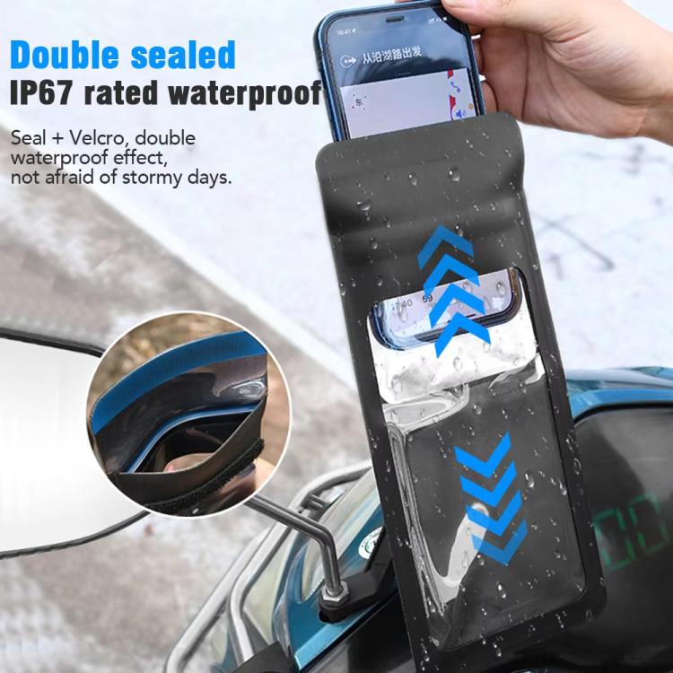 自転車防水スマホバッグマウントスタンド 360度回転 バイク用スマホホルダー ハンドルバータイプ、バックミラータイプ