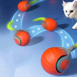 スマートセルフローリングボール インタラクティブ猫用おもちゃ USB充電式 猫ボール 2段階速度調整、TUTUオレンジ、TUTUブルー