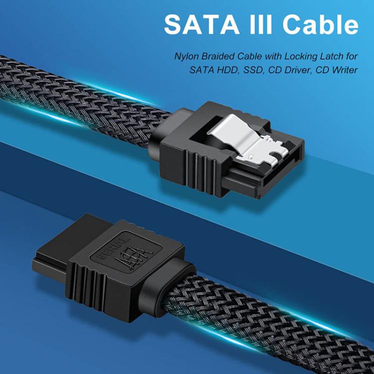 SATA3.0 アルミホイルシールド編組ケーブル 本体 コンピュータハードドライブ電源ケーブル, 0.5m