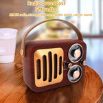 Retro Multifunctional Radio Bluetooth Speaker Handhled Audio Decoration Ornament, Wave Pattern, Horizontal Stripes, Woven Surface, Vertical Grid