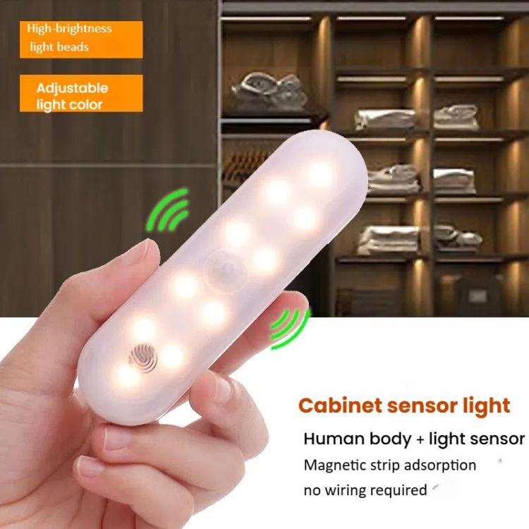 マグネット式 LED キャビネットライト モーションセンサー 充電式ランプ 20 LED 3色温度 A68-3A-11cm