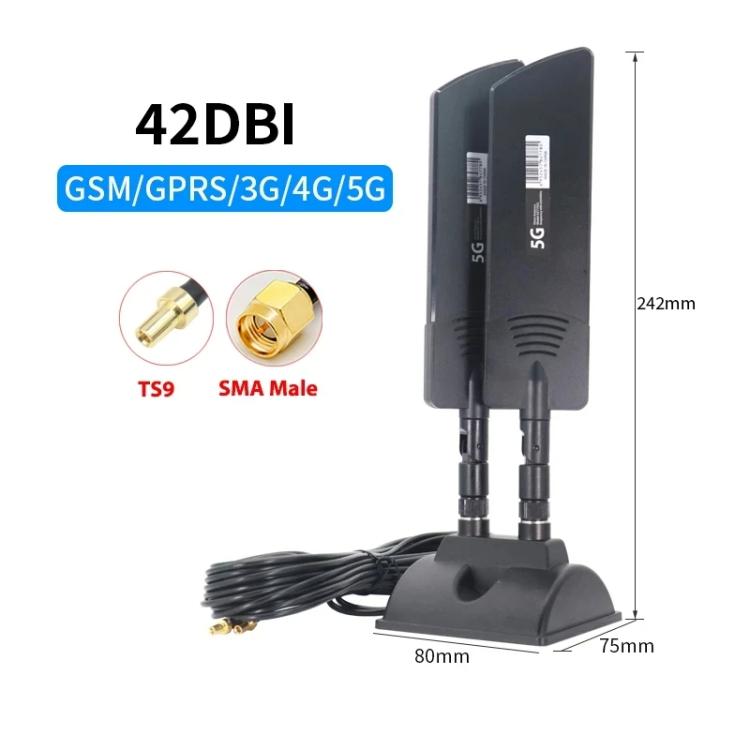 42dbi 5Gルーター外部アンテナ 屋外長距離WiFi信号拡張器, SMAオス ブラック, TS9 ブラック, SMAオス ホワイト, TS9 ホワイト