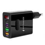 2 USB+2 Type-C デジタル表示 携帯電話用マルチポート充電器、EUプラグ ブラック、USプラグ ブラック、UKプラグ ブラック、EUプラグ ホワイト、USプラグ ホワイト、UKプラグ ホワイト