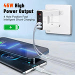 2 USB+2 Type-C デジタル表示 携帯電話用マルチポート充電器、EUプラグ ブラック、USプラグ ブラック、UKプラグ ブラック、EUプラグ ホワイト、USプラグ ホワイト、UKプラグ ホワイト