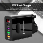 2 USB+2 Type-C デジタル表示 携帯電話用マルチポート充電器、EUプラグ ブラック、USプラグ ブラック、UKプラグ ブラック、EUプラグ ホワイト、USプラグ ホワイト、UKプラグ ホワイト