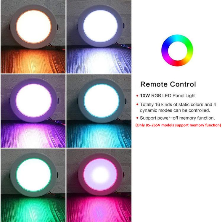 RGB+白色光 シーリングランプ 丸型埋め込み 調光シーリングライト リモコン付き IRリモコン 10W 220V、IRリモコン 10W 85-265V、IRリモコン 15W 220V、IRリモコン 15W 85-265V