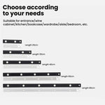 充電式 モーションセンサー ライトバー キャビネット ワードローブランプ リモコン付き 20cm、30cm、40cm、60cm、80cm