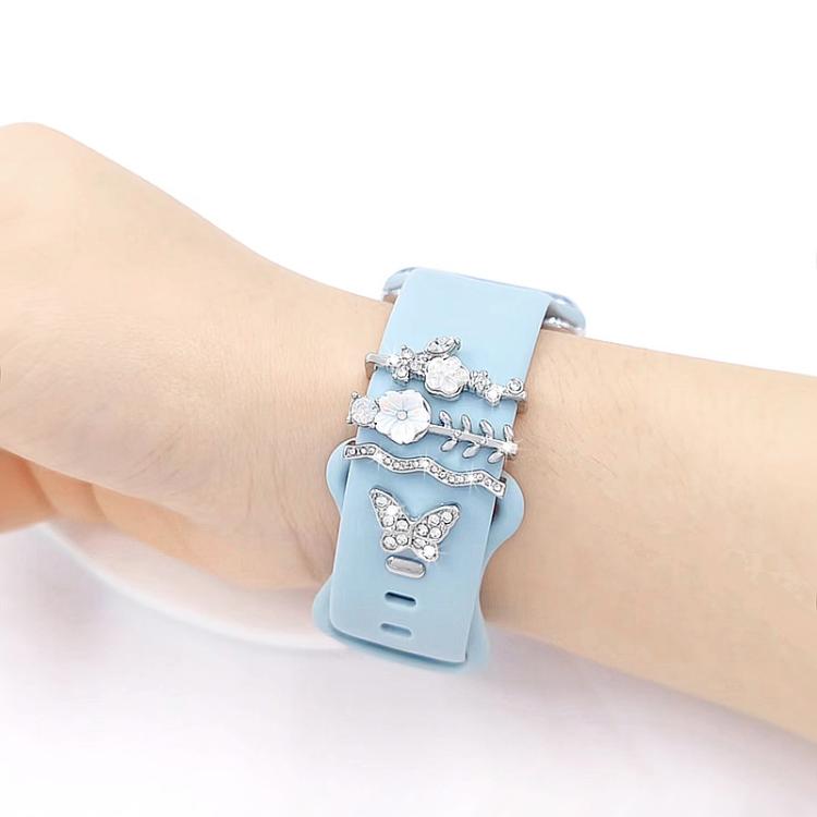 4個セット 22mm幅 スマートウォッチ シリコンバンド 装飾リング メタルアクセサリー