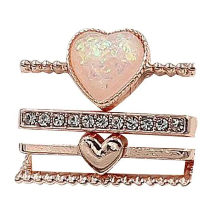 21mm Width Smart Watch Universal Silicone Band Heart Decorative Ring Metal Accessories, 4pcs / Set