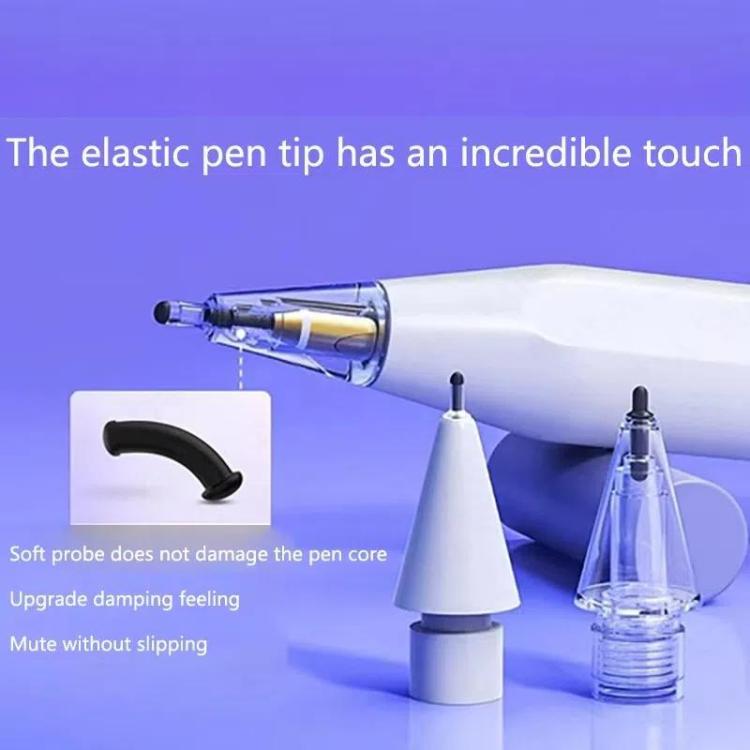 Apple Pencil 2 / 1用 弾性チップ ソフトプローブ 静音交換用ペン先、4B ホワイト、4B 透明、2B ホワイト、2B 透明、HB ホワイト、HB 透明