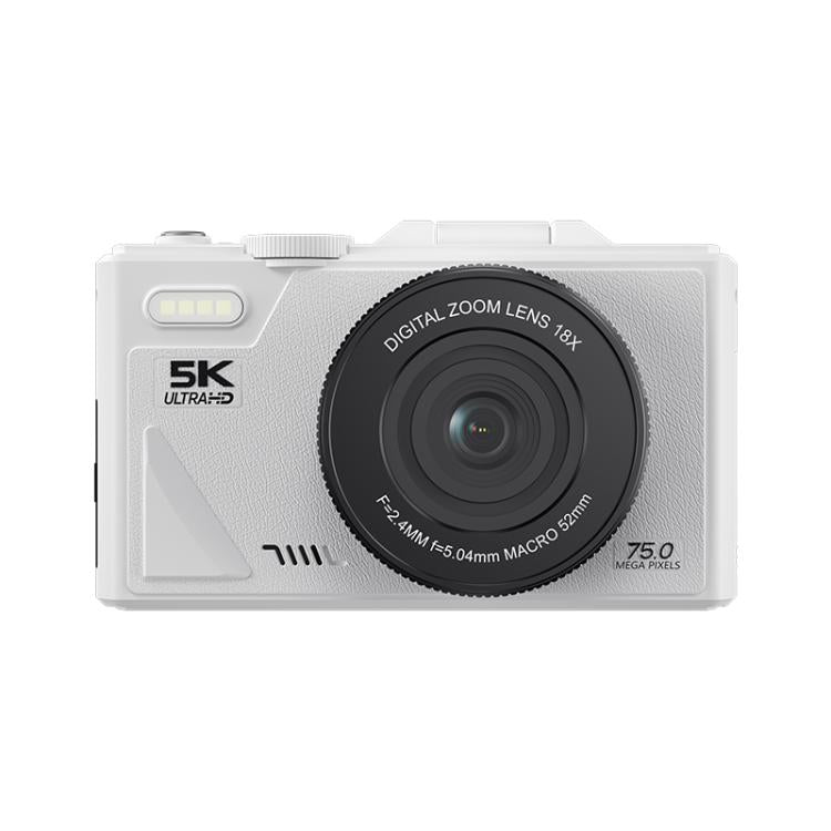 W1 5K HD デジタルカメラ 75MP 18倍デジタルズーム WiFi ビデオレコーダー フリップスクリーン付き、W1 ホワイト、W1 ブラック