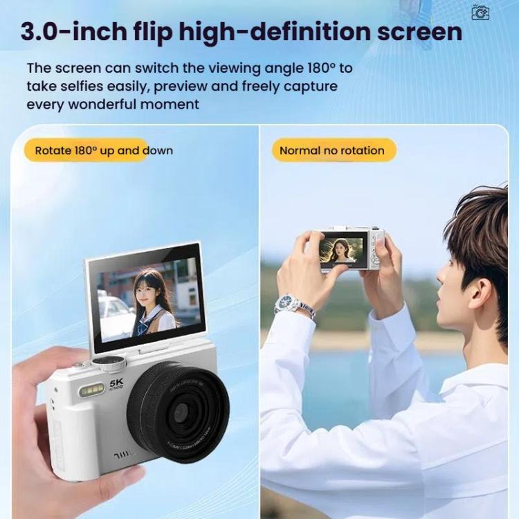 W1 5K HD デジタルカメラ 75MP 18倍デジタルズーム WiFi ビデオレコーダー フリップスクリーン付き、W1 ホワイト、W1 ブラック