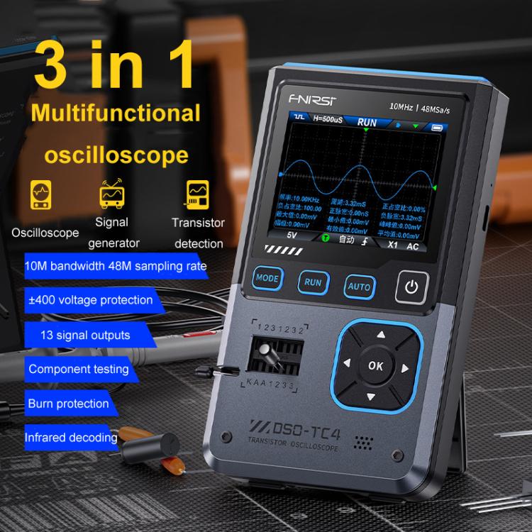 3イン1 オシロスコープ トランジスタテスター 信号発生器 10M帯域幅 バーンインプルーフ、FNIRSI DSO-TC4