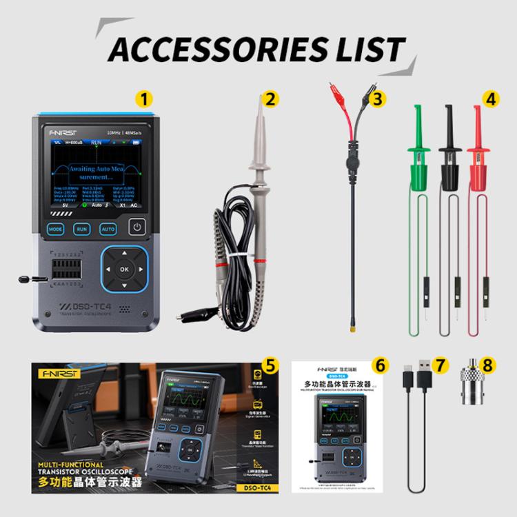 3イン1 オシロスコープ トランジスタテスター 信号発生器 10M帯域幅 バーンインプルーフ、FNIRSI DSO-TC4