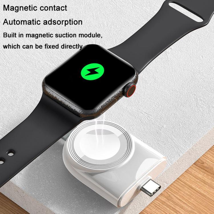 Apple Watch 1/2/3/4/5/6/7/8/9/10/SE用 携帯型マグネット式ワイヤレス充電器 Type-C スマートワイヤレス充電器