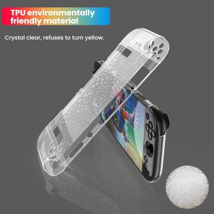Nintendo Switch 2用 TPU+PC 分割透明ケースカバー 衝撃吸収シェル、TPU+PC ダイヤモンド分割ケース