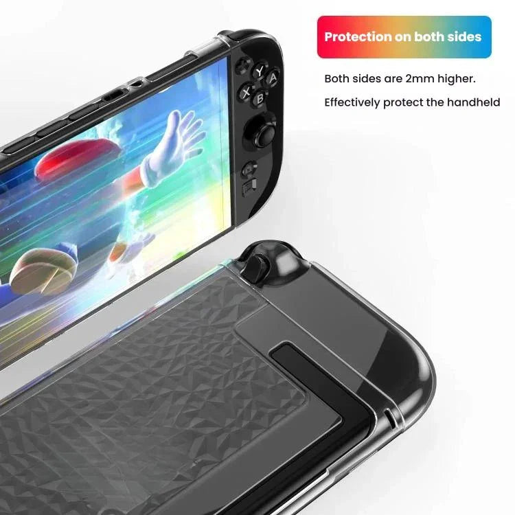 Nintendo Switch 2用 TPU+PC 分割透明ケースカバー 衝撃吸収シェル、TPU+PC ダイヤモンド分割ケース