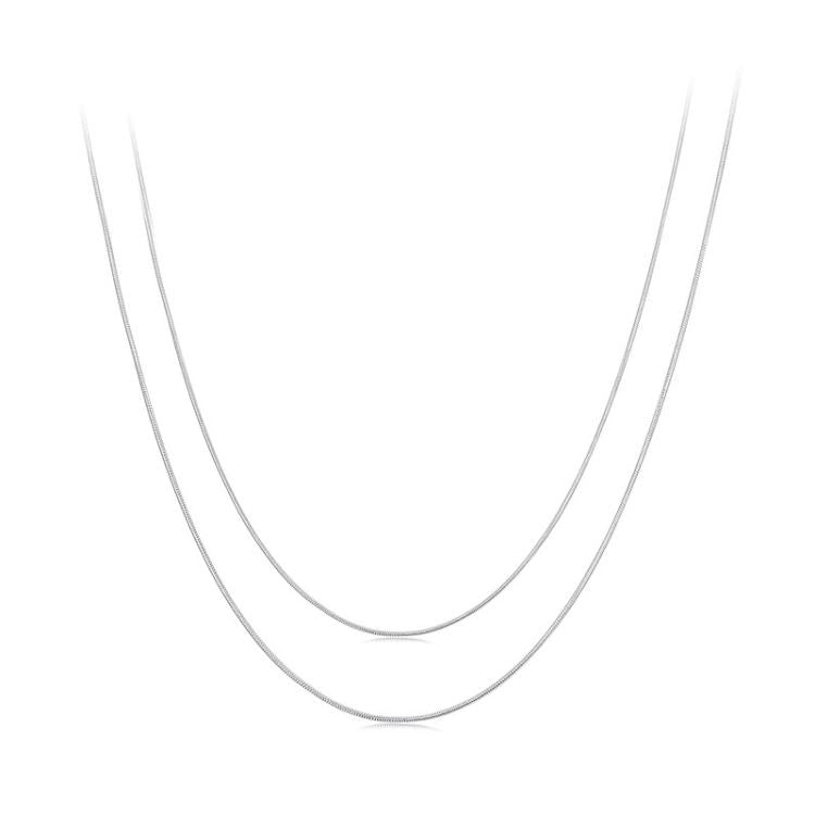 S925スターリングシルバープラチナメッキスネークボーンベーシックネックレス、S 厚さ0.08cm