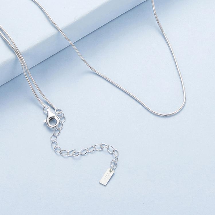 S925スターリングシルバープラチナメッキスネークボーンベーシックネックレス、S 厚さ0.08cm