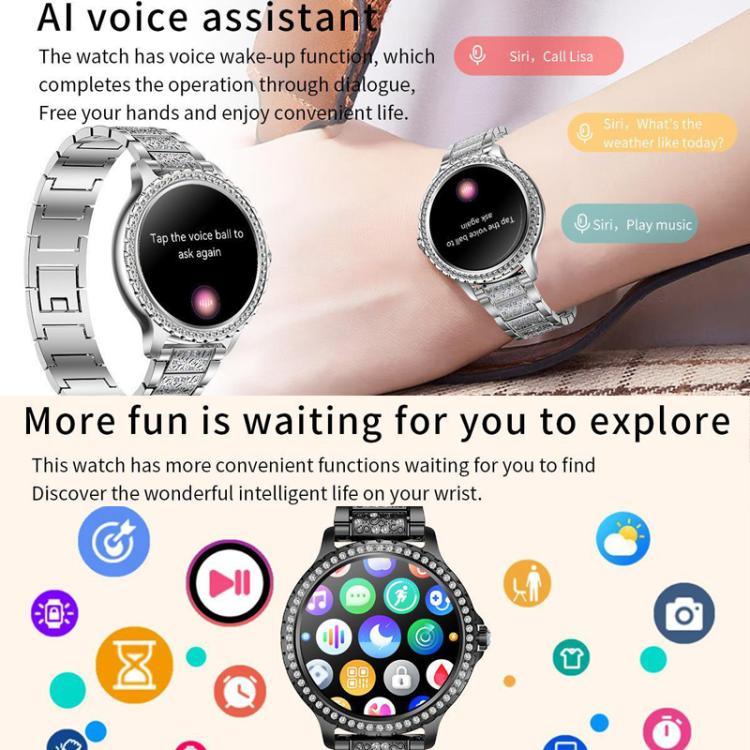 Bluetooth通話 AI音声アシスタント 防水スポーツスマートウォッチ、ブラックシリコンストラップ、ゴールドピンクシリコンストラップ、シルバーグレーシリコンストラップ、ゴールドラフスチールストラップ+ピンクシリコンストラップ、シルバーラフスチールストラップ+グレーシリコンストラップ