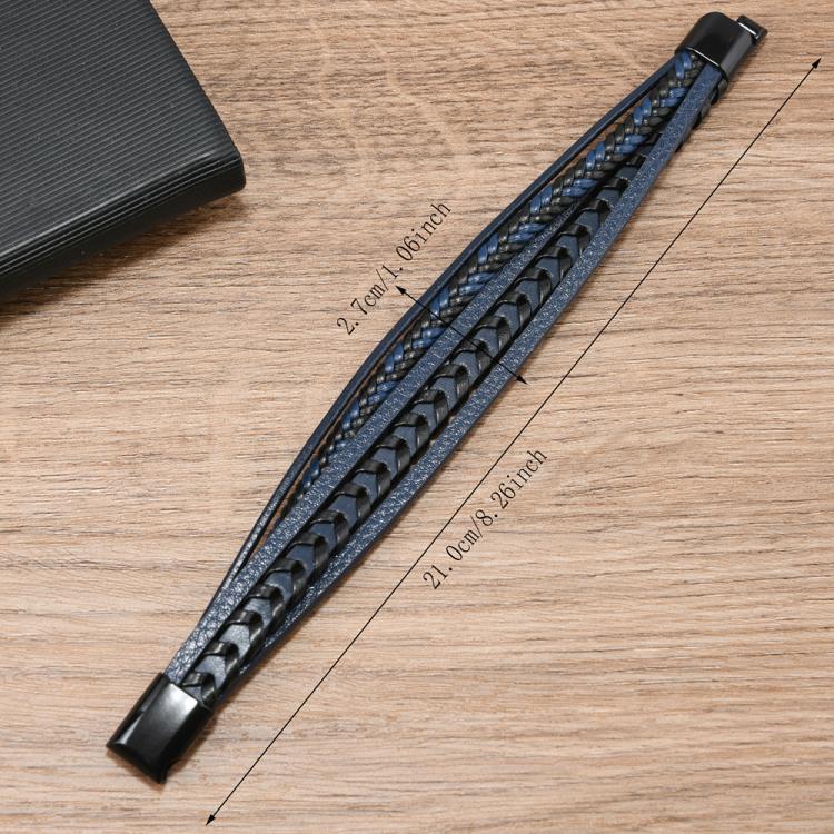 スタイリッシュミニマリスト手作り編み込みレザーブレスレット メンズ用マグネットクラスプ留め具付き