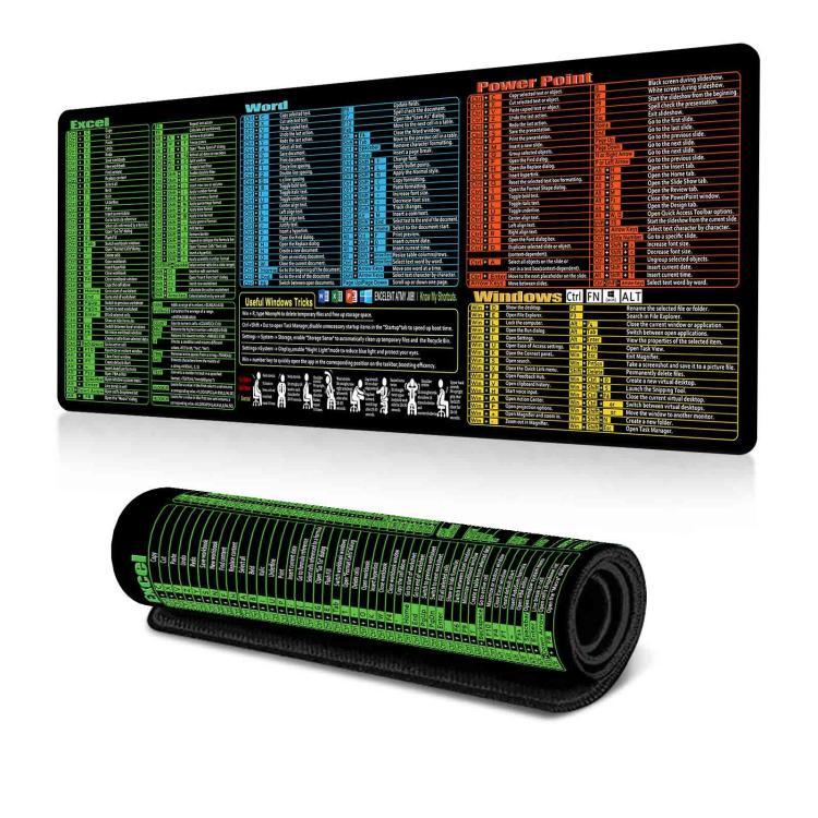 キーボードショートカットデスクマット マウスパッド 滑り止め オフィスデスクパッド コンピューターコマンド付き、300x600x2mm、300x600x3mm、300x700x2mm、300x700x3mm、300x800x2mm、300x800x3mm、400x800x2mm、400x800x3mm、400x900x2mm