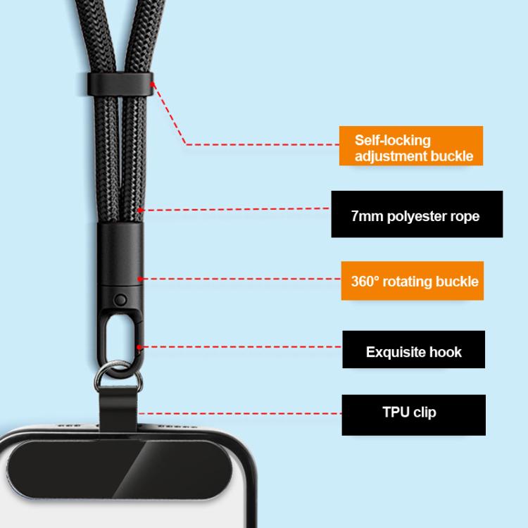調節可能スマホストラップ 自己ロック式 360度回転 アンチタングル設計＆TPUクリップ付き、ネック ブラック、ネック オレンジ、ネック グリーン、クロスボディ ブラック、クロスボディ オレンジ、クロスボディ グリーン